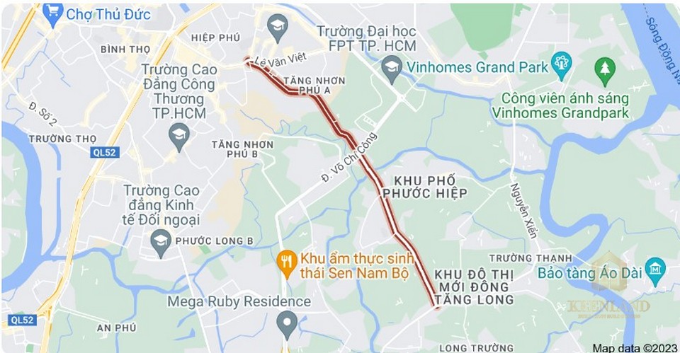 Vị trí đường Lã Xuân Oai trên google maps